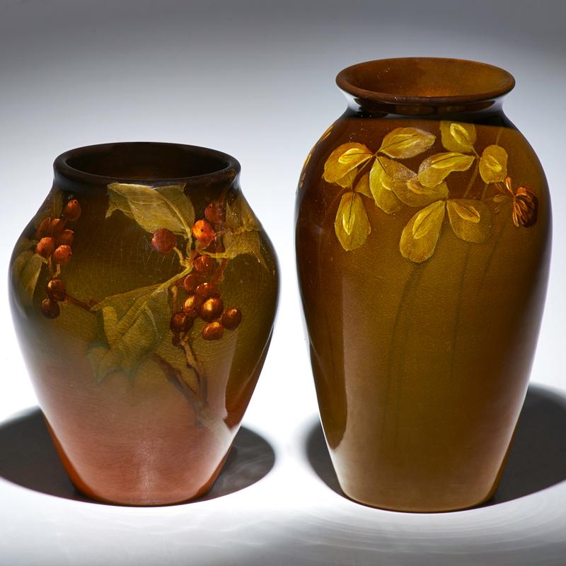 Appraisal: HELEN M LYONS ROOKWOOD Two vases in Standard Glaze Lyons