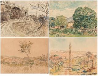 Appraisal: A GROUP OF FOUR WATERCOLORS BY ERICH BUTTNER GERMAN -