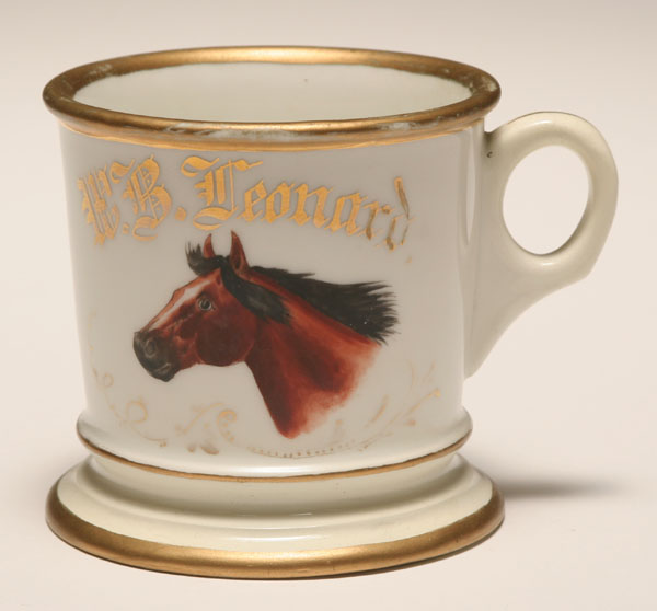 Appraisal: Occupational shaving mug Bay Horse Gilt trim Limoges Good condition