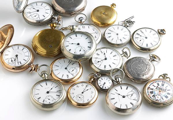 Appraisal: A collection of seventeen various pocketwatches including a silver hunting-cased