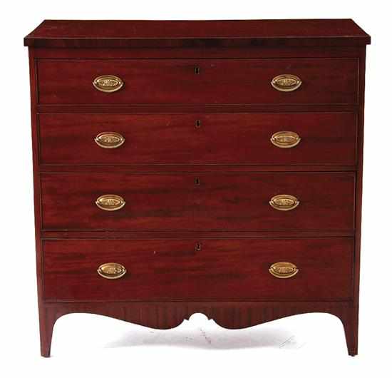 Appraisal: American mahogany chest of drawers mid th century rectangular top