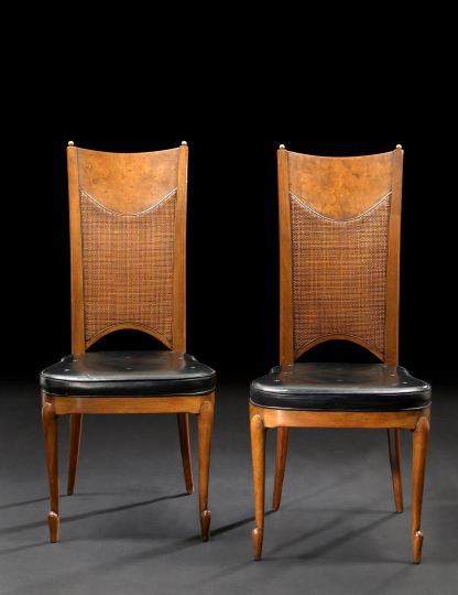 Appraisal: Pair of Italian Modernist Walnut Sidechairs mid- th century attributed