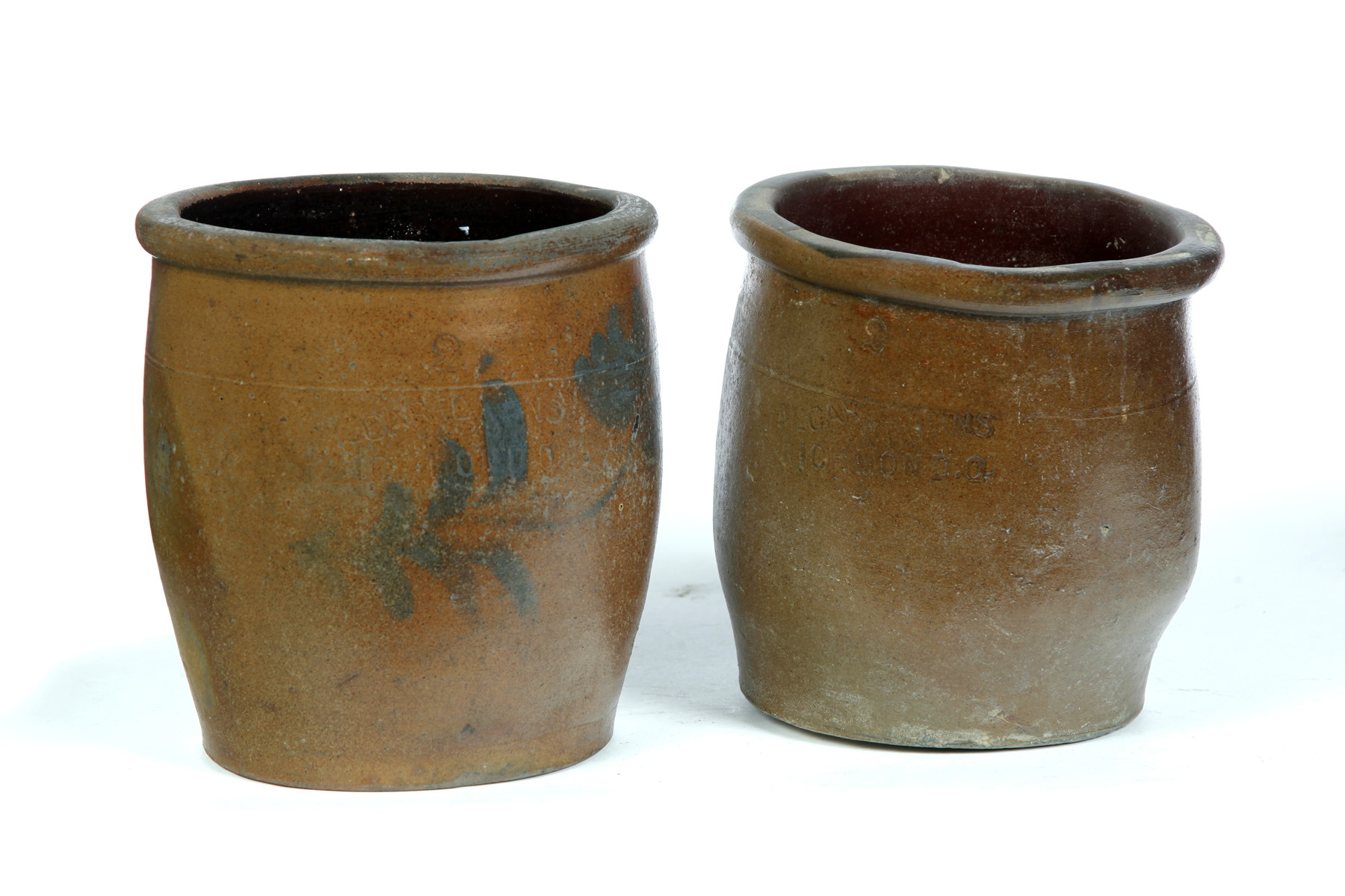 Appraisal: TWO MCCAREL AND BURNS RICHMOND OHIO STONEWARE CROCKS Second half-