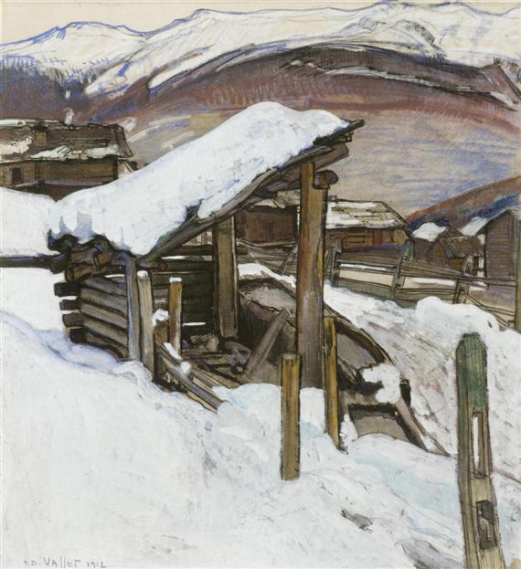 Appraisal: VALLET EDOUARD Geneva - Cressy Village landscape in winter in