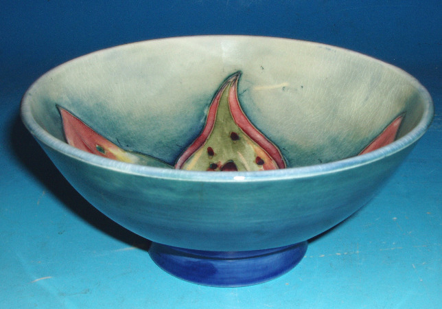 Appraisal: Footed Dish Decorated With Arum Lilly On Light and Dark