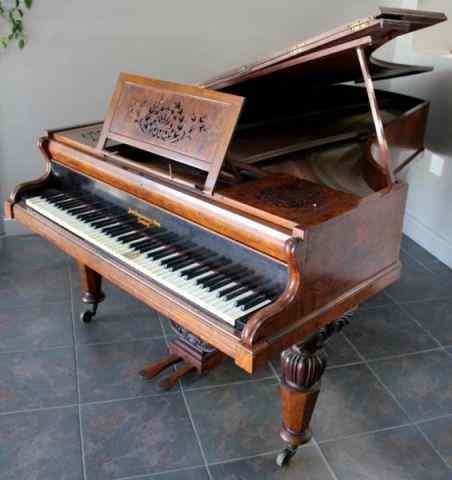 Appraisal: JOHN BROADWOOD SONS Burl Walnut Grand Piano John Broadwood Sons