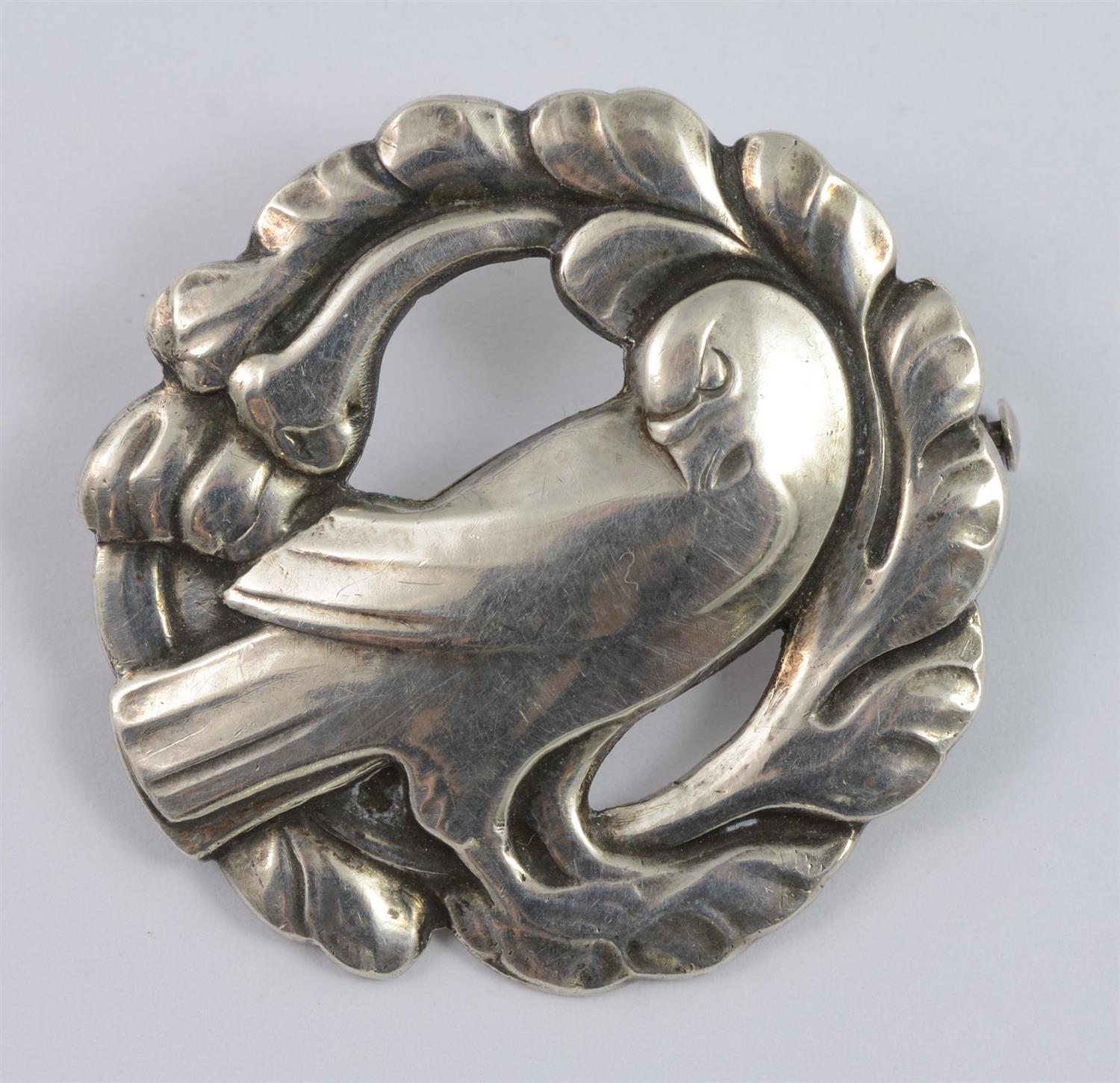 Appraisal: Georg Jensen Denmark Sterling Silver Dove in Wreath Brooch D