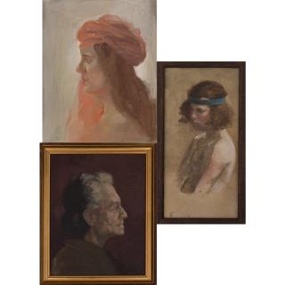 Appraisal: Herbert Steinberg - Three Female Portrait Studies Oil on canvas