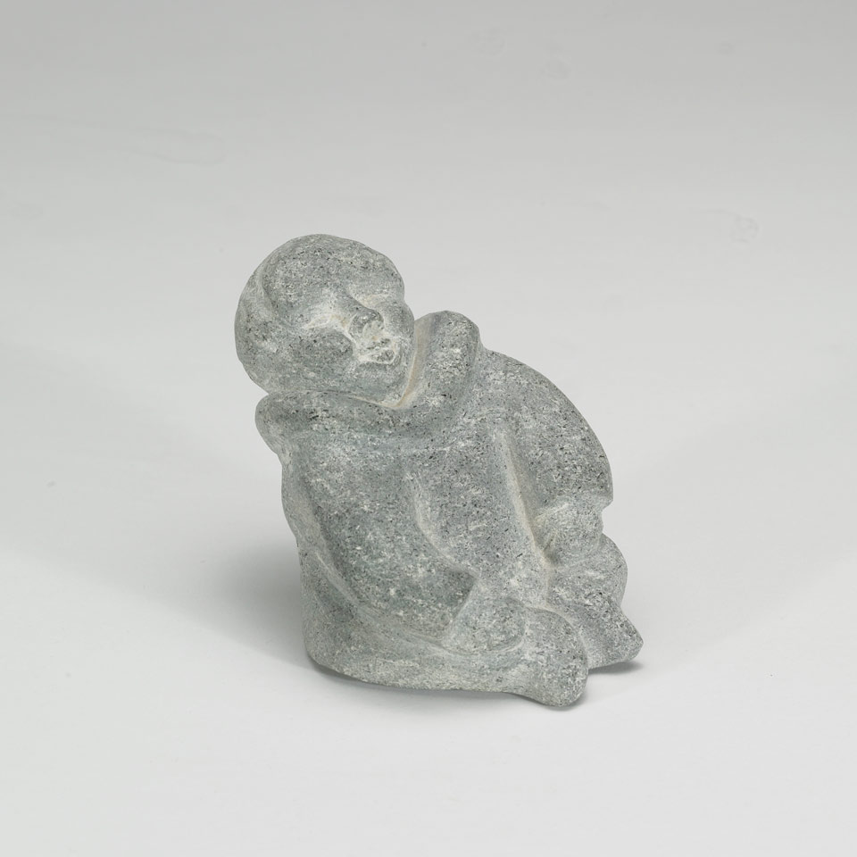 Appraisal: Mary Kiatainak Ivujivik SEATED FIGURE stone signed in syllabics height