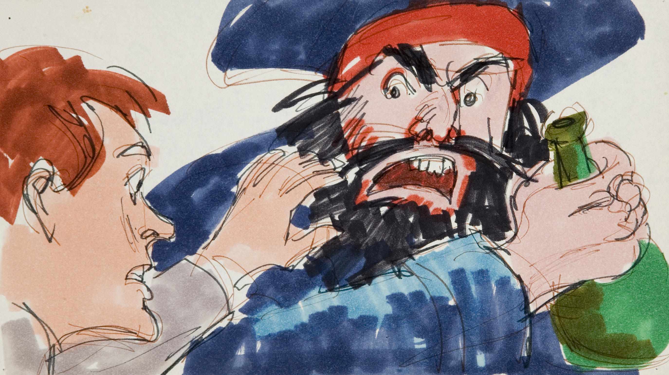 Appraisal: Production sketches from Blackbeard's Ghost Approximately drawings in pen and