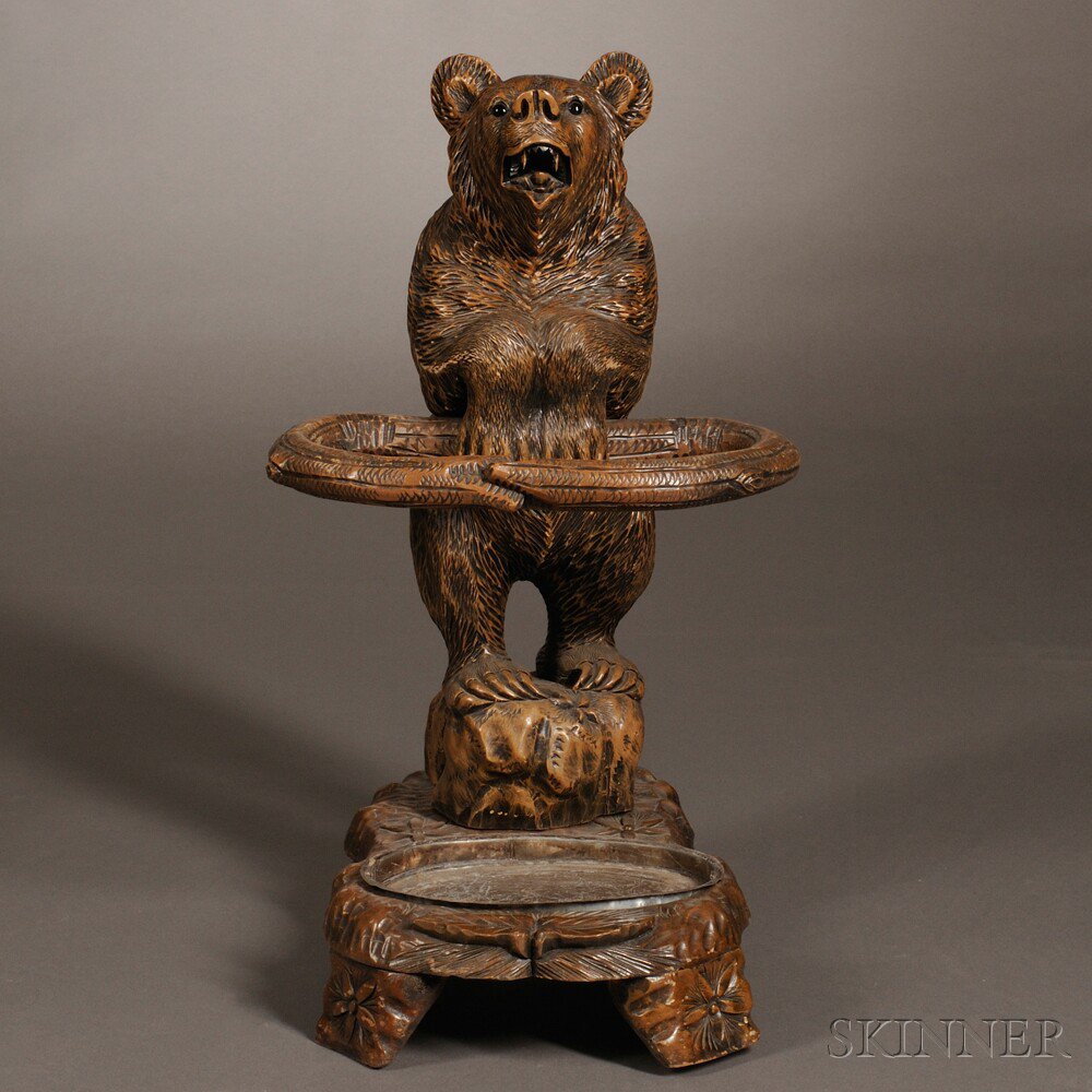 Appraisal: Black Forest-style Umbrella Stand th century carved as a bear