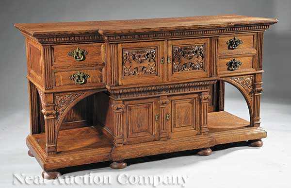 Appraisal: An American Renaissance Carved Oak Sideboard mid- th c attributed