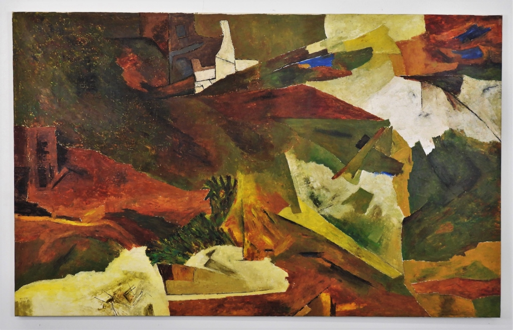 Appraisal: RAM KUMAR ABSTRACT LANDSCAPE PAINTING India - Depicts a landscape