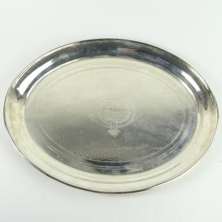 Appraisal: th Century German Silver Oval Tray Inscribed with date Signed