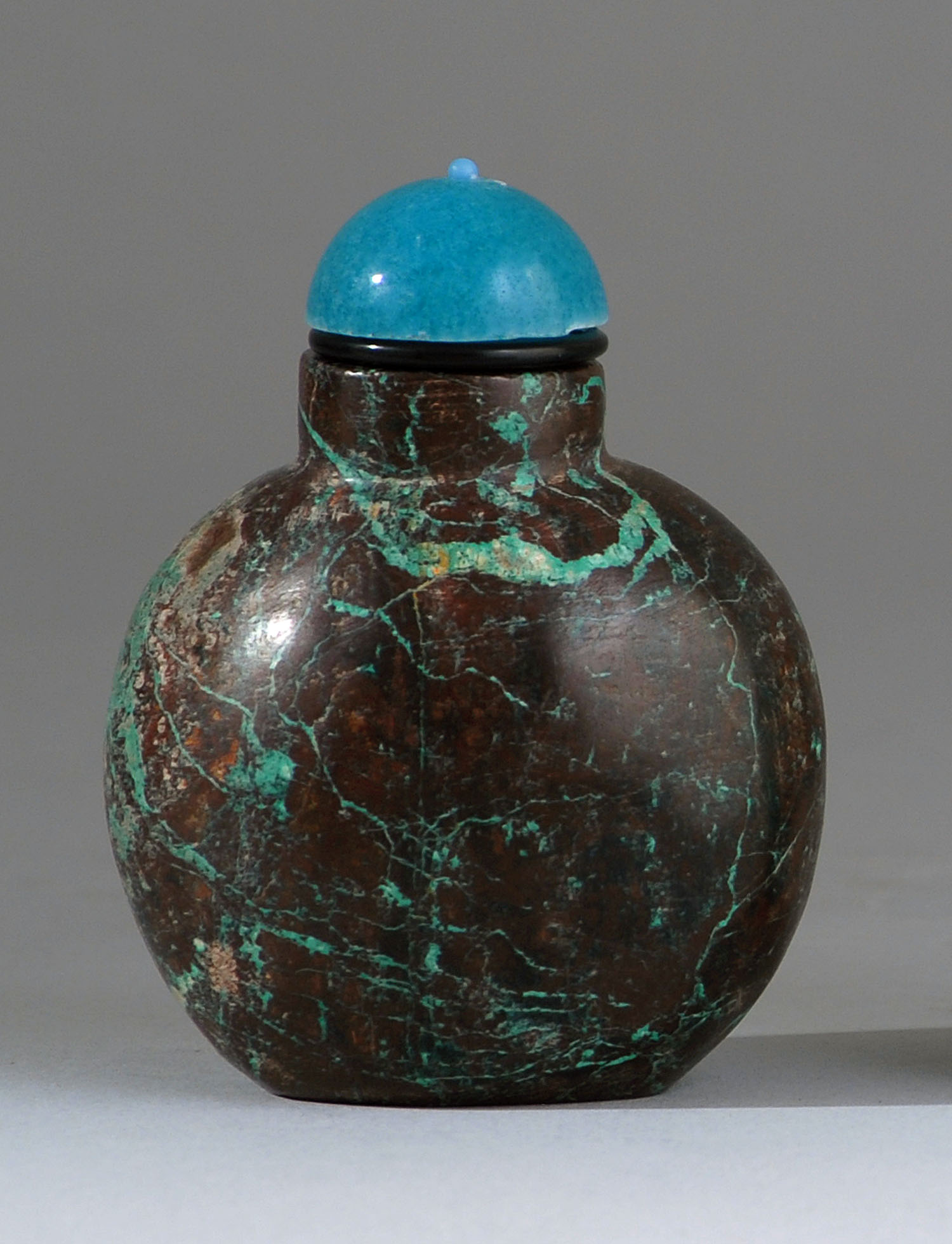 Appraisal: TURQUOISE MATRIX SNUFF BOTTLE Late th CenturyIn ovoid form Height