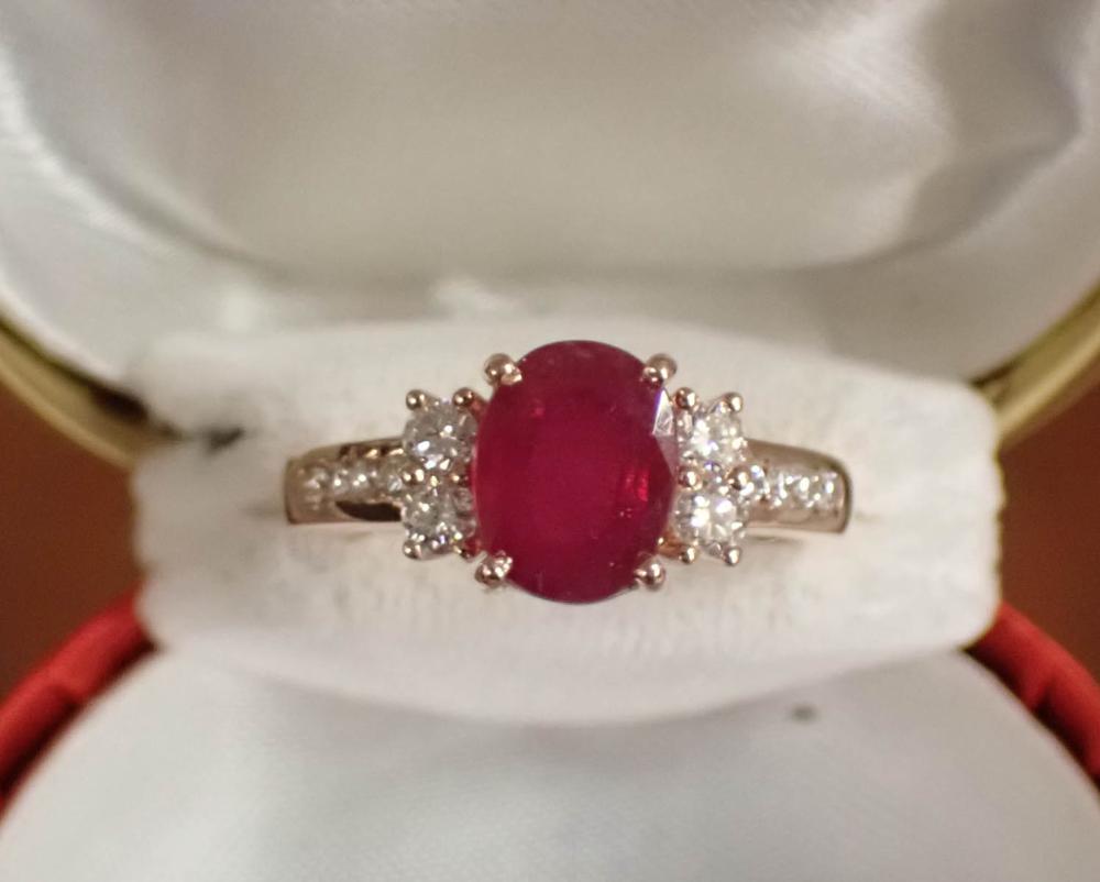 Appraisal: RUBY DIAMOND AND FOURTEEN KARAT GOLD RING The k rose