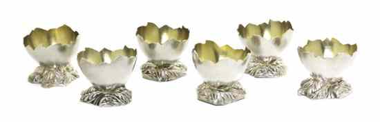 Appraisal: A Set of Six American Sterling Silver Egg Cups Gorham