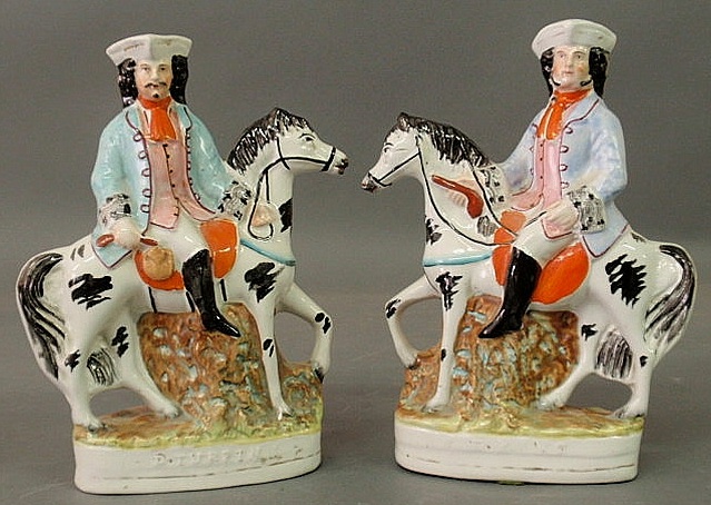 Appraisal: Pair of Staffordshire figural groups D Turpin and King h