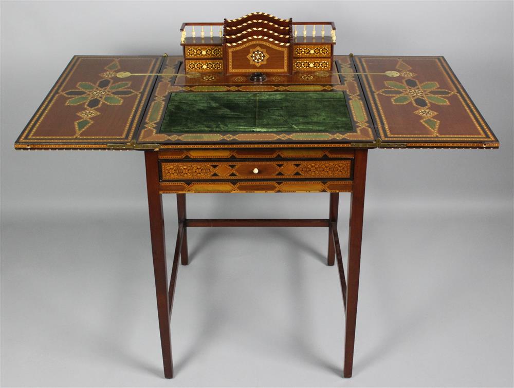 Appraisal: MOORISH FINELY INLAID MECHANICAL DESK th Century - h w