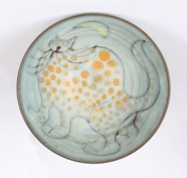 Appraisal: Tessa Fuchs British - attributed to Bowldecorated with cat and