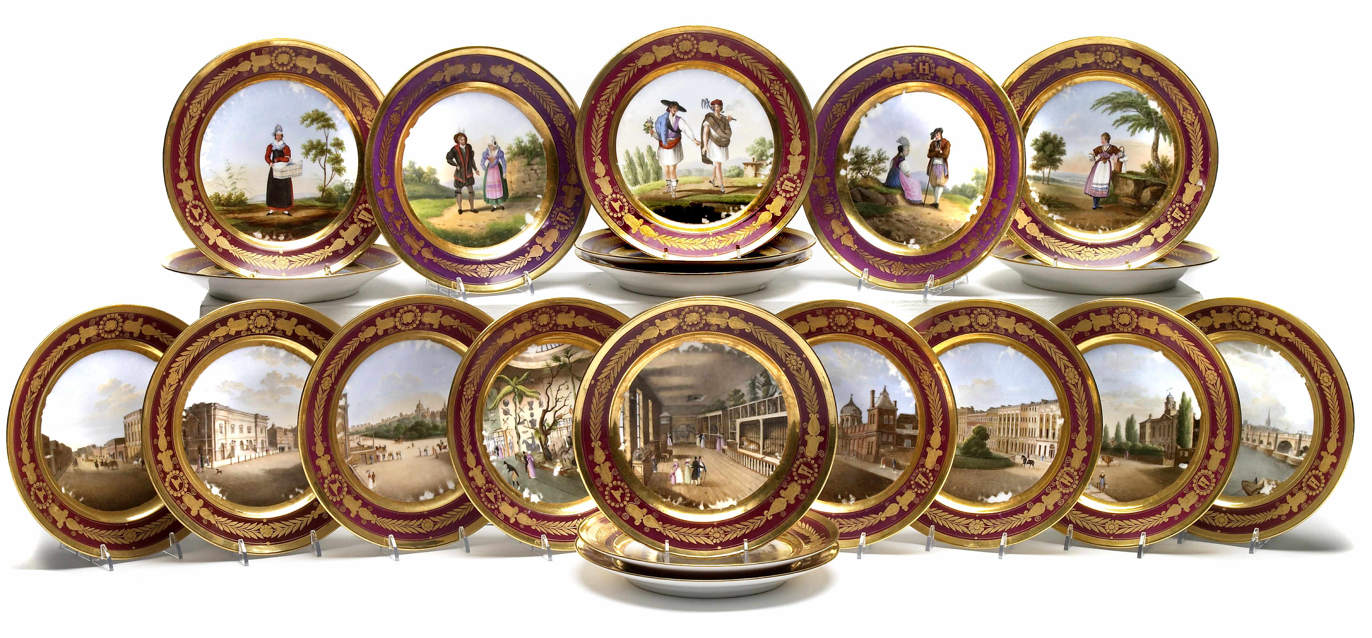 Appraisal: An assembled set of eighteen Paris porcelain cabinet plates retailed