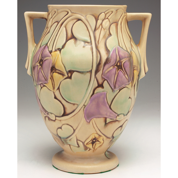 Appraisal: Good Roseville Morning Glory vase large double handled shape in