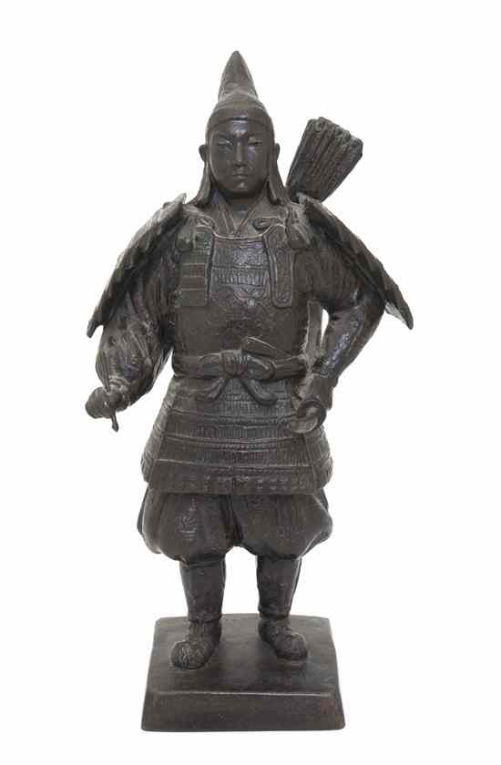 Appraisal: A Japanese Bronze Figure depicting a standing warrior with arrows