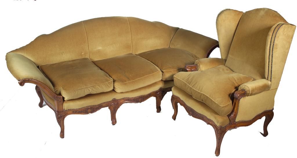 Appraisal: GEORGE III STYLE WALNUT SETTEE the arched back above a