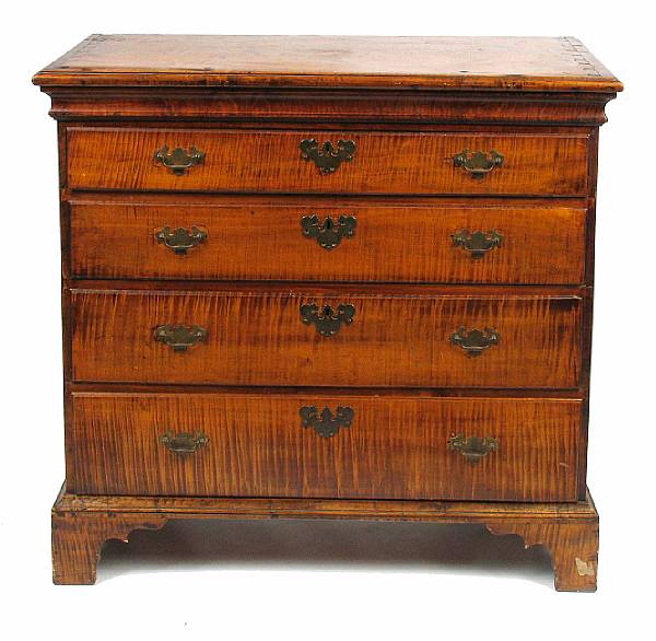 Appraisal: An American tiger maple chest of drawers converted from a