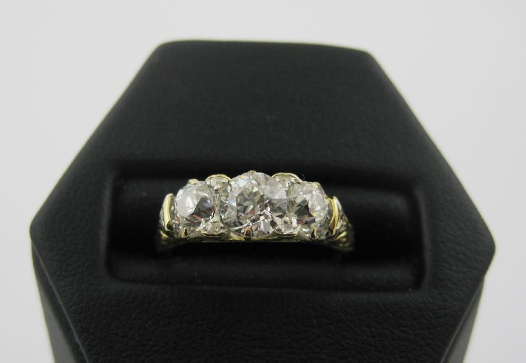 Appraisal: A Victorian Diamond three stone Ring the graduated old-cut stones