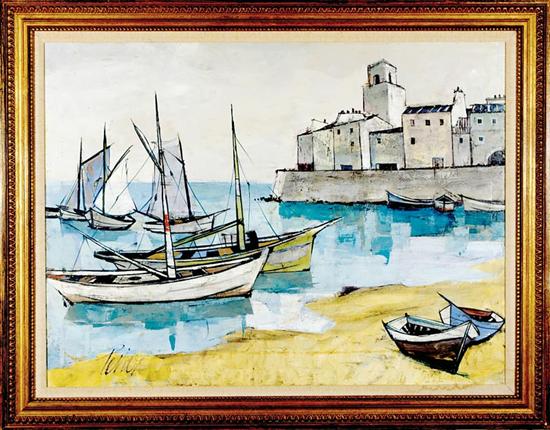 Appraisal: Continental school th century PORT CORSE oil on canvas framed