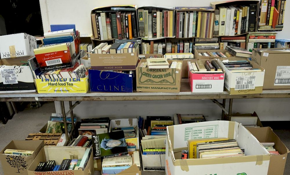 Appraisal: On top and below table of books approx boxes On