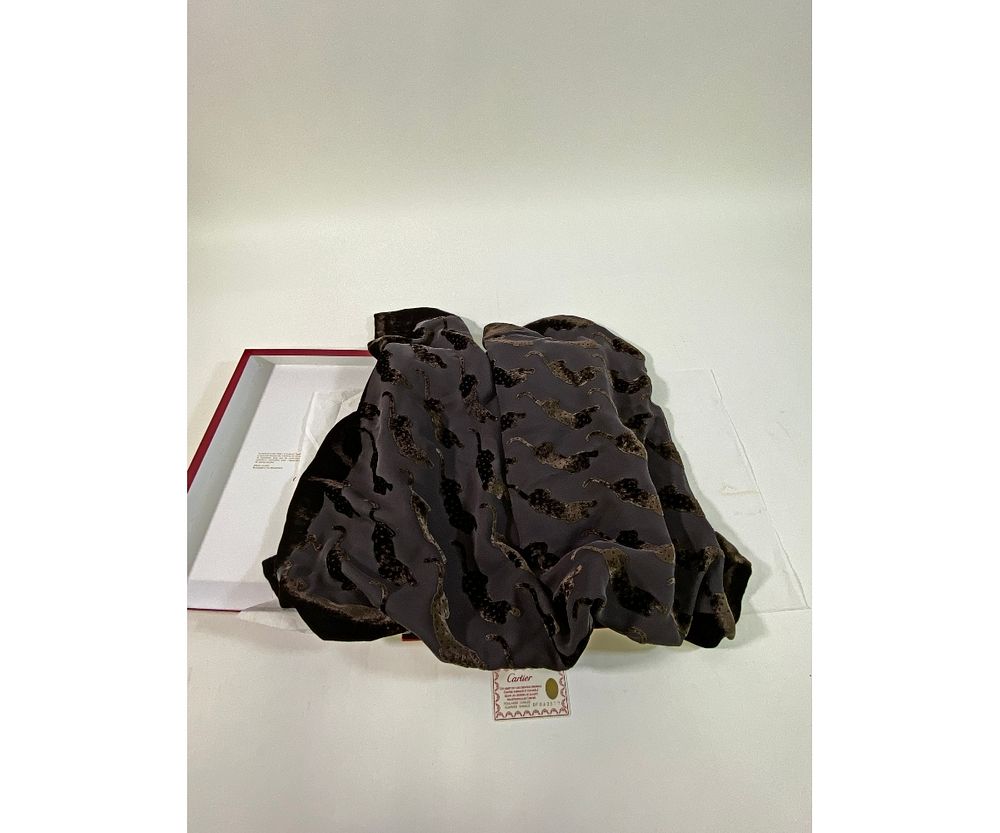 Appraisal: Cartier Panthere Silk Velvet Wrap Ladies Cartier brown 'Panther' silk