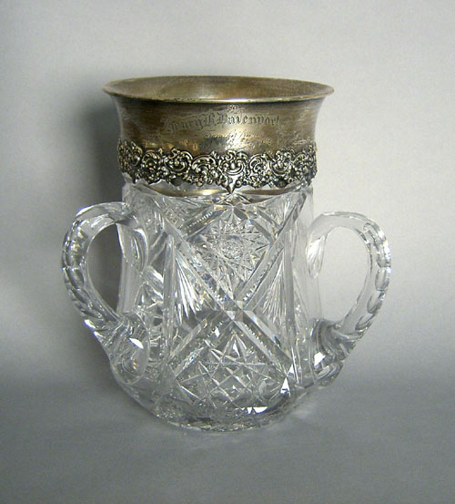 Appraisal: Silver and cut glass presentation vase to Henry Davenport h