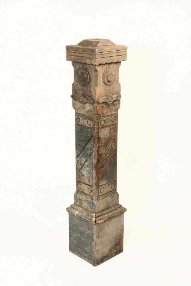 Appraisal: NEWEL POST - Circa walnut newel post with applied and