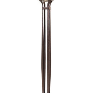 Appraisal: An Art Deco Style Hammered Metal and Alabaster Floor Lamp