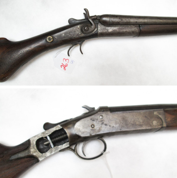 Appraisal: TWO GAUGE SHOTGUNS Belgium made Quail Gun double barrel laminated