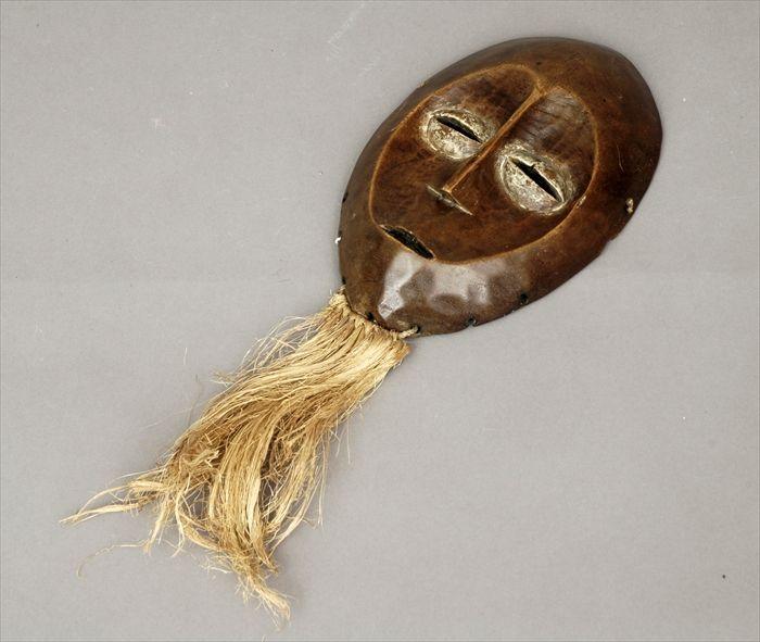 Appraisal: African Carved Wood Oval Mask with Grass Beard x in