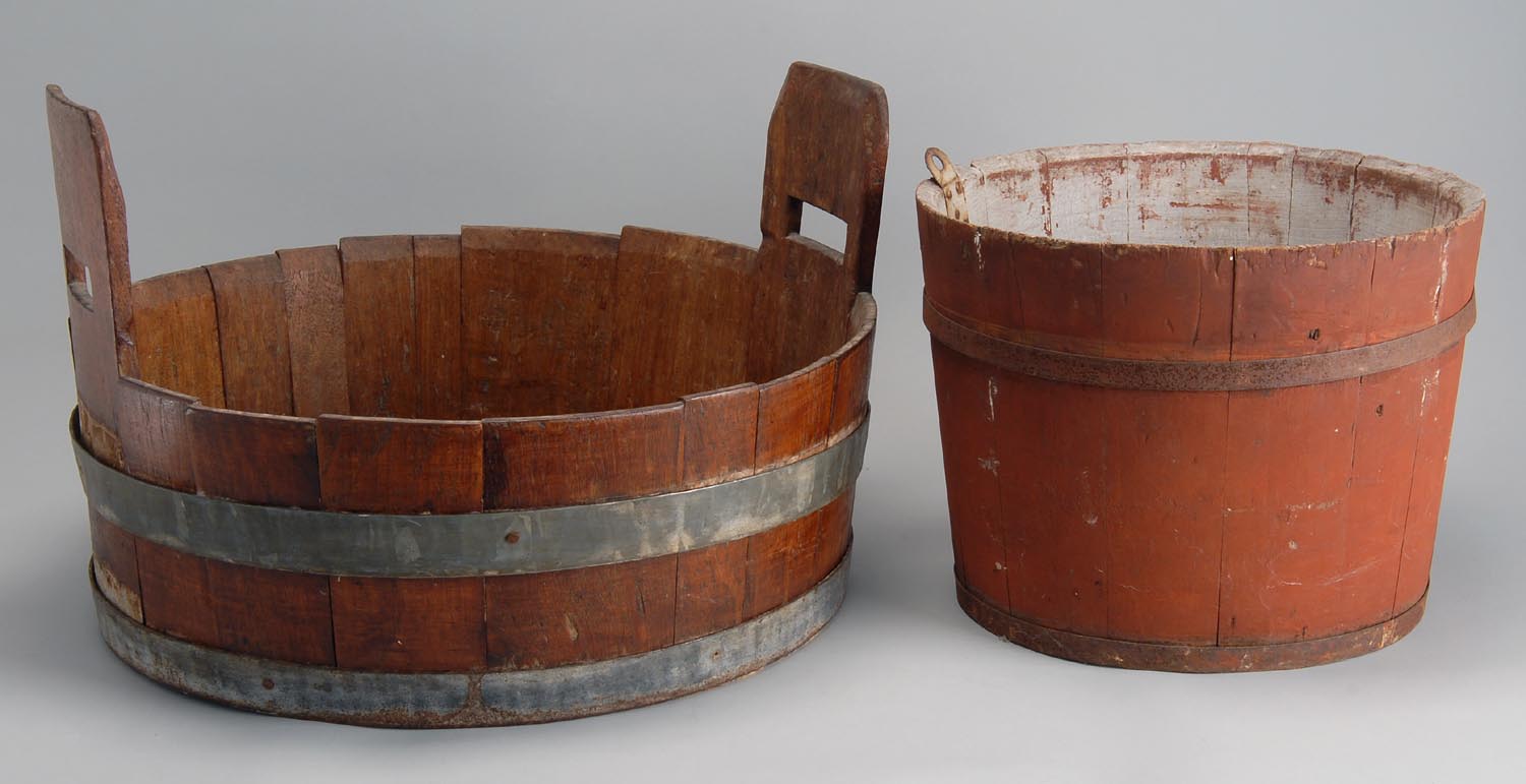 Appraisal: TWO TH CENTURY WOOD SLAT BUCKETS One in tub form