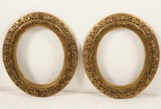 Appraisal: PAIR OF CARVED GILT WOOD AND GESSO OVAL FRAMES PAIR