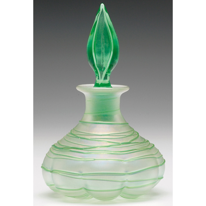 Appraisal: Steuben perfume bottle with stopper melon form in Verre de