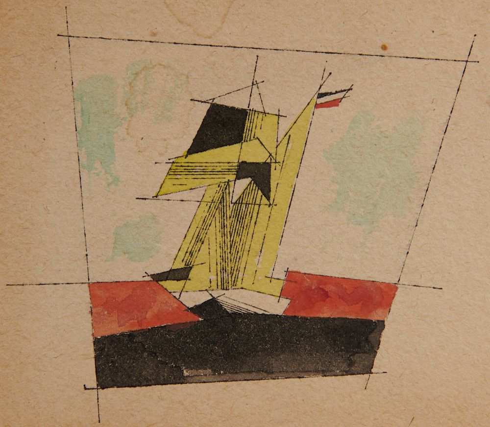 Appraisal: LYONEL FEININGER American German - Untitled Ship ink and watercolor