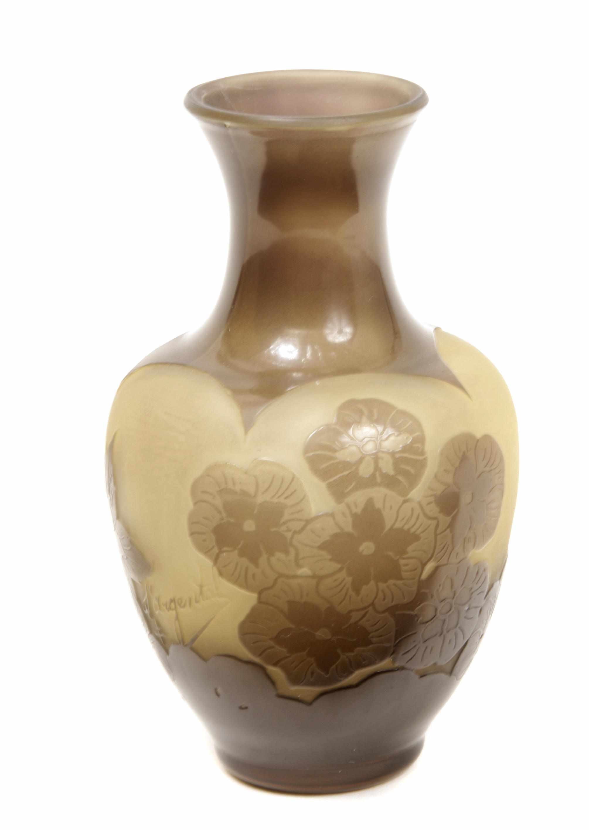 Appraisal: A D'Argental cameo glass vase and a DeVez cameo glass