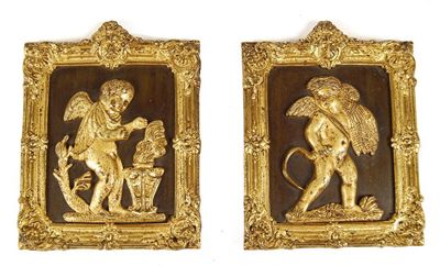 Appraisal: A pair of early th century gilt bronze plaques of