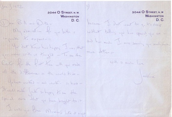 Appraisal: KENNEDY JACQUELINE BOUVIER Autograph Letter Signed Jackie to Bill and