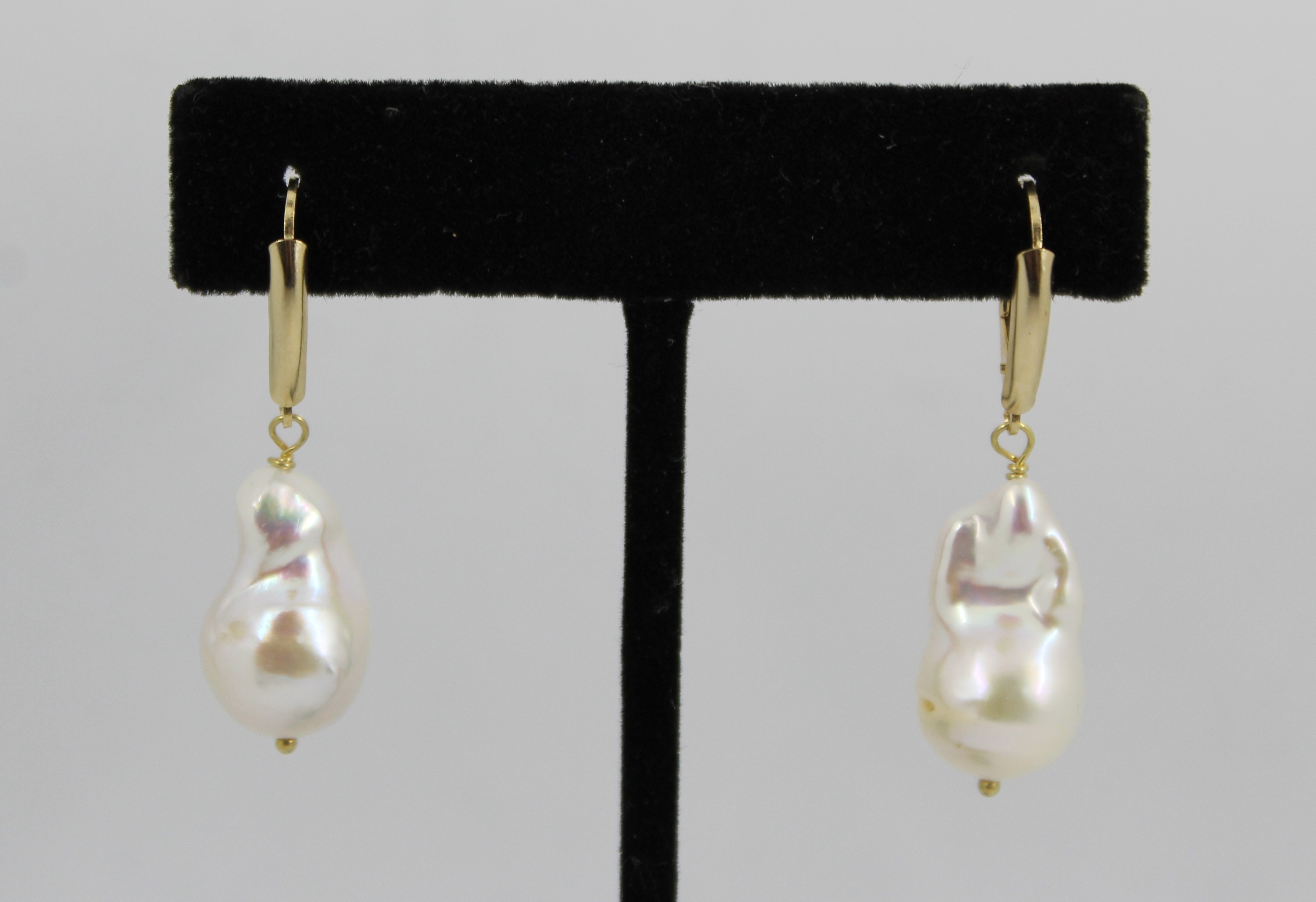 Appraisal: MODERN SILVER VERMEIL AND BAROQUE PEARL EARRINGS Modern silver vermeil