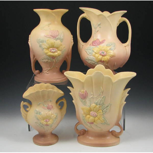 Appraisal: Hull Magnolia Matte - Vases Lot of four Magnolia Matte