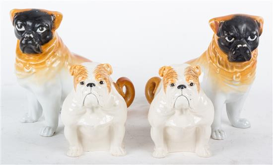 Appraisal: Sale Lot Two Pairs of Glazed Pottery Dogs one pair