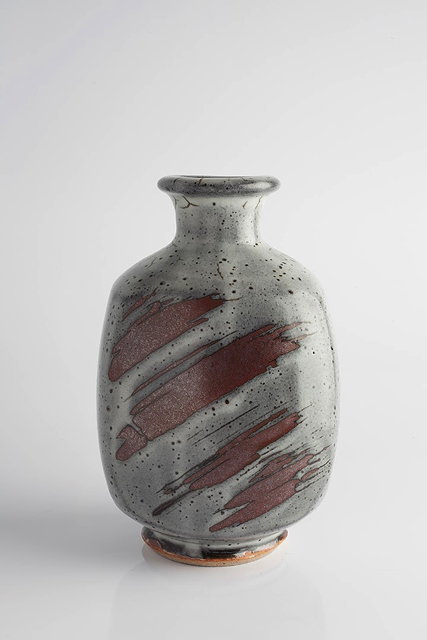 Appraisal: John Leach British b at MuchelneyVase brushed tenmoku glazeimpressed potter's