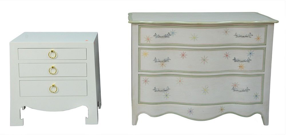 Appraisal: Three Piece Lot to include a three drawer paint decorated